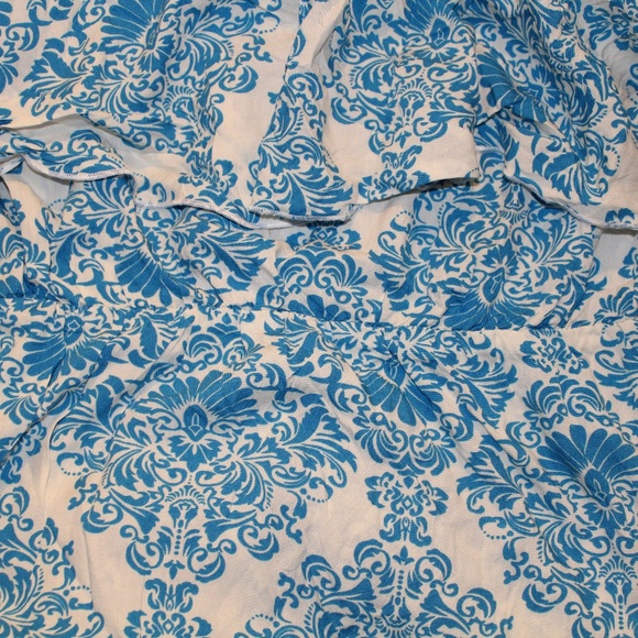 NWT POPVIL Blue/White Floral pattern strapless maxi dress with ruffles in Sz (M) - Picture 9 of 9